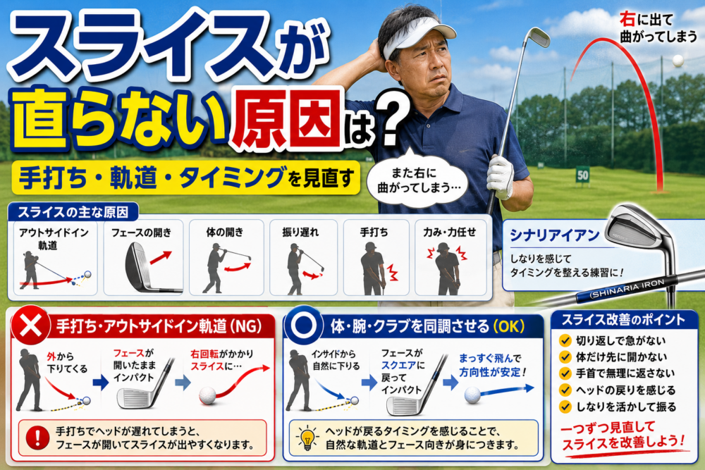 スライスが直らない人は手打ちが原因？